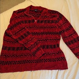 Charter Club Size 3x Red and Black Patterned Sweater